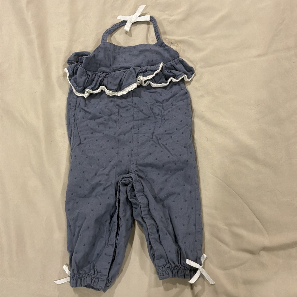 Shabby Chic girls sz. 3/6 mo. one piece blue design Longall. Adorable‎